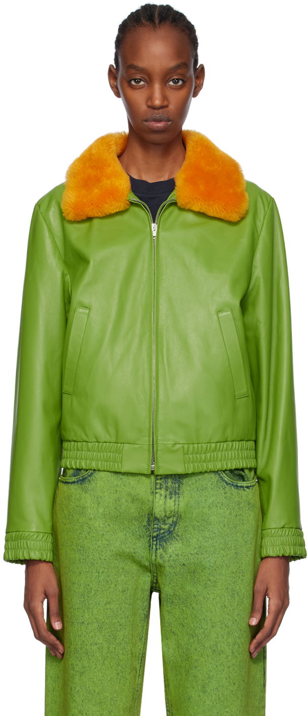Jakke Marni Zip Shearling Jacket Grøn | JUMY0064QU ULA736, 0