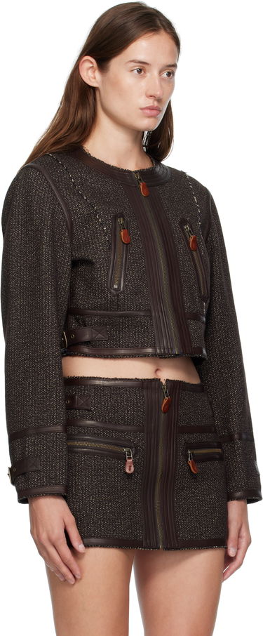 Jakke R13 R13 Stitch Detail Cropped Crewneck Jacket Brun | R13WR449-R567A, 1