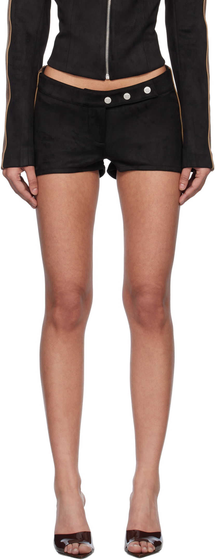 Shorts MISBHV MISBHV Faux Suede Moto Shorts Sort | 250W353