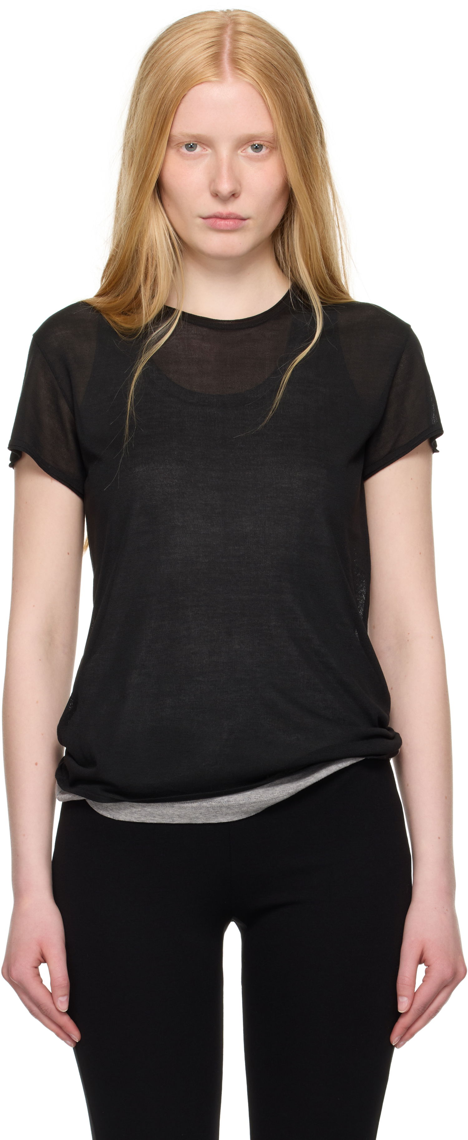T-shirt TOTEME TOTEME Silk T-Shirt Sort | 252-WRT0476-YA0173, 0