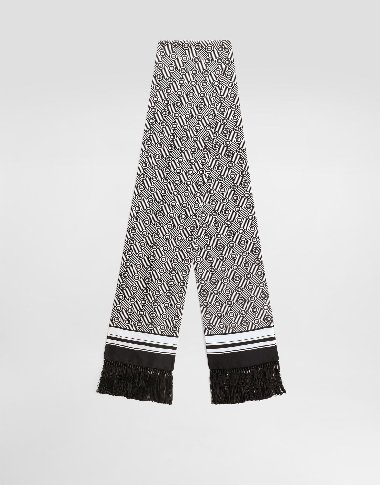 Tørklæde Dolce & Gabbana Dolce & Gabbana Silk Twill Scarf with Micro-design and Logo Sort | GQ214EG0WV0HH8RN, 0