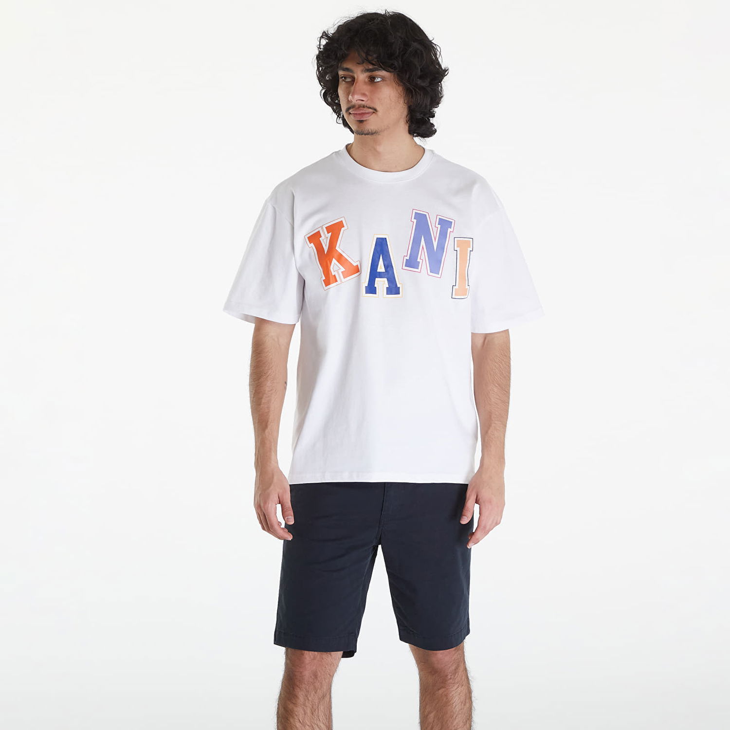 T-shirt Karl Kani Woven Signature Multicolor Logo Tee White Hvid | KM241-057-1, 0