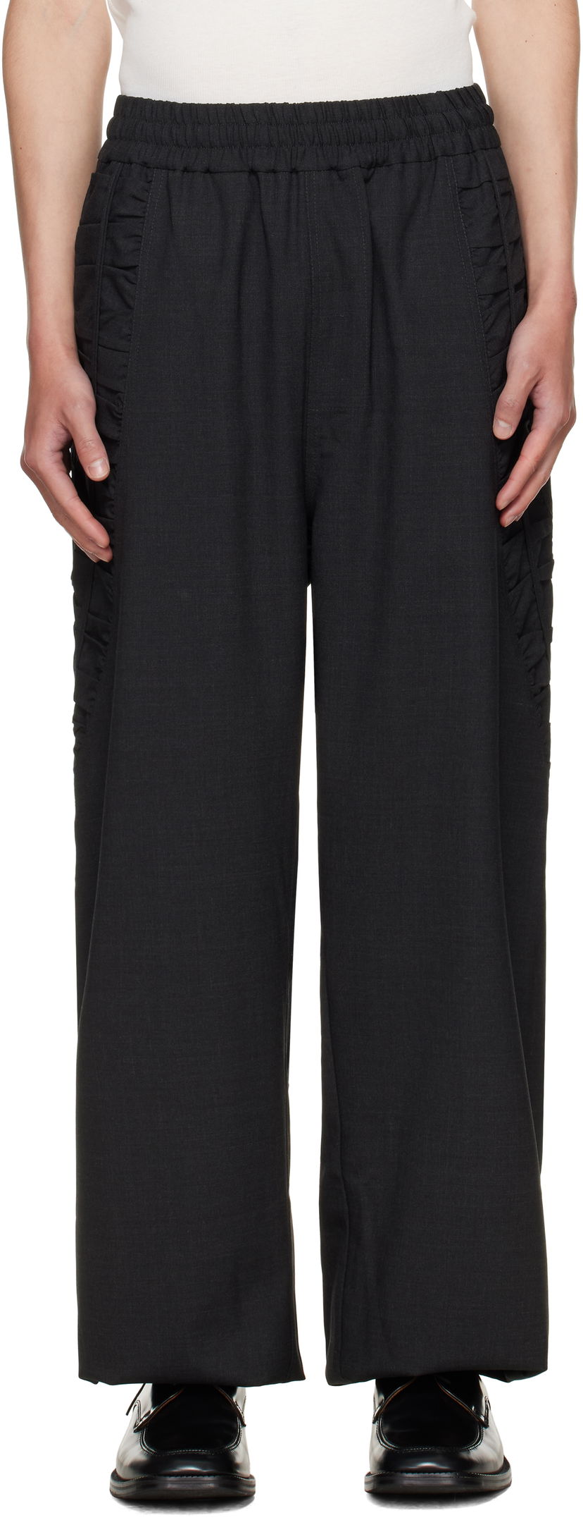 Bukser sage NATION SAGE NATION Fossil Trousers Sort | S054 FOSSIL TROUSER TROPICAL W