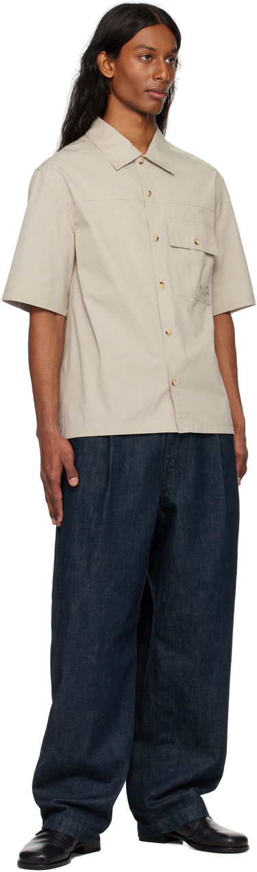 Skjorte MAISON KITSUNÉ Maison Kitsuné Short Sleeve Overshirt Beige | OM00429WW9020, 3