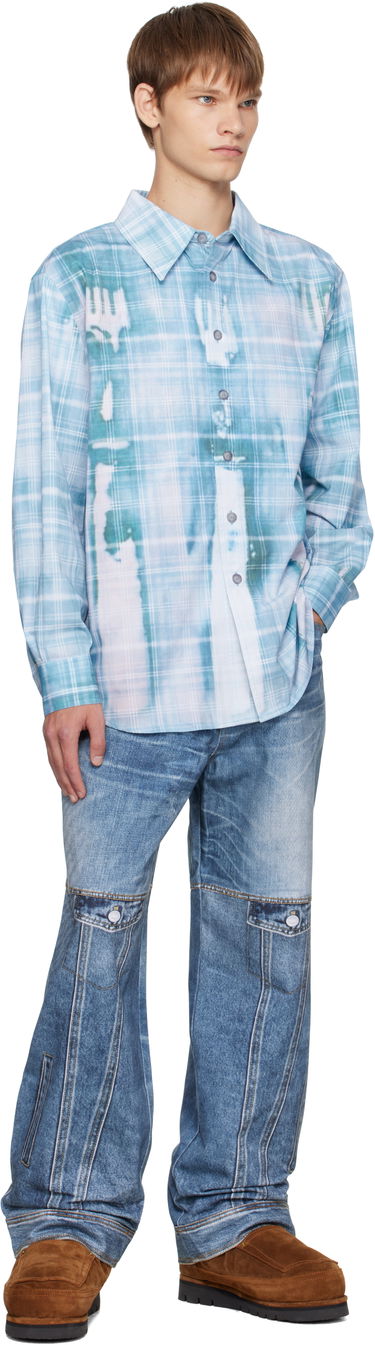 Skjorte Andersson Bell Andersson Bell Trompe L'oeil Printed Check Shirt Blå | atb1340m, 3