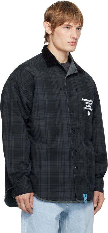 Skjorte AAPE by A Bathing Ape AAPE by A Bathing Ape Reversible Logo Button Down Shirt Grå | AAPSTM8502XXNBKL, 3