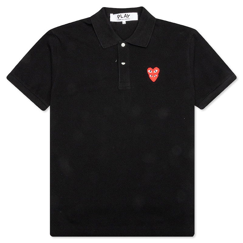 Polo skjorte Comme des Garçons Stacked Heart Polo Sort | AZ-T289-051-1