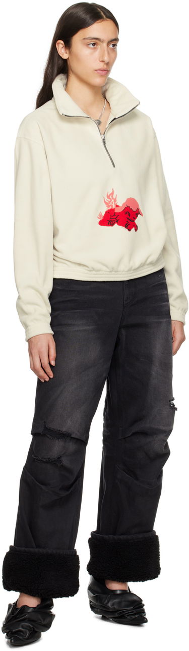 Sweatshirt We11done Pony Fleece Half-Zip Sweatshirt Hvid | WD-TS3-23-893-U-WH, 3