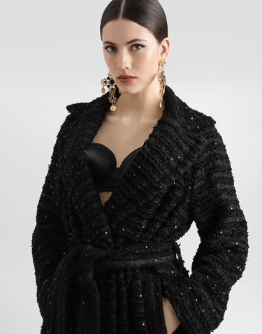 Frakker Dolce & Gabbana Dolce & Gabbana Tweed Coat with Micro-Sequin Embellishment Sort | F0W3FTHUMKNN0000, 3