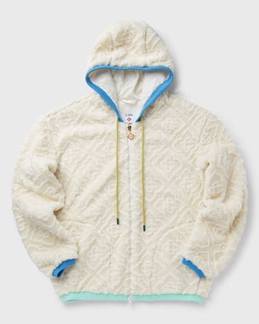 Jakke Casablanca Monogram Fleece Hooded Jacket Hvid | MPF25-JTP-373-01, 2