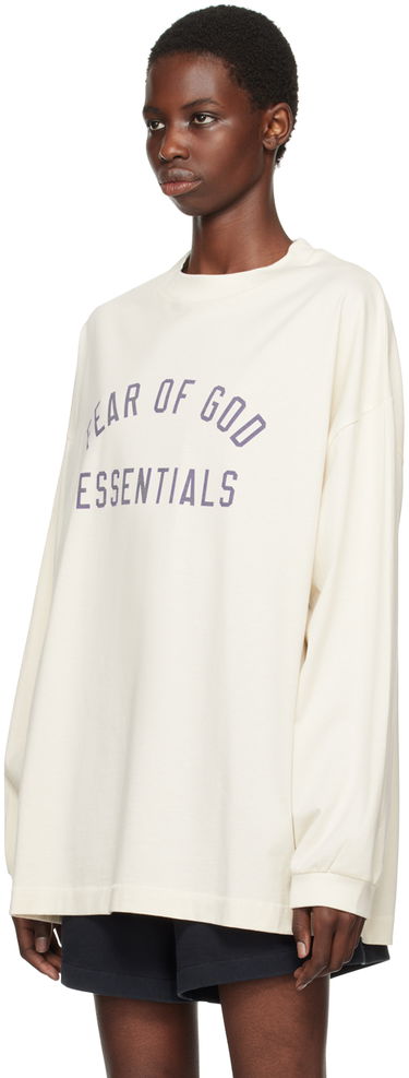 Sweater Fear of God Fear of God Essentials Crewneck Long Sleeve T-Shirt Hvid | 125BT244202F, 3