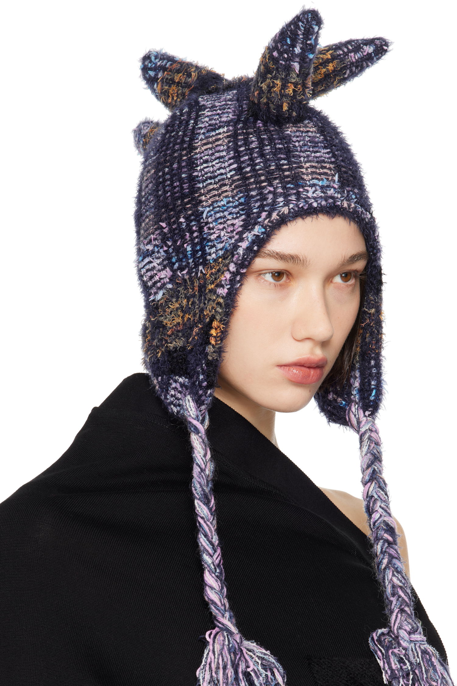 Beanie Collina Strada Collina Strada Vitelli Edition Spiky Knit Bunny Beanie with Braided Tassels Flerfarvet | XXV1015, 1