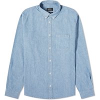 Skjorte A.P.C. Edouard Chambray Button Down Logo Shirt Blå | CODDE-H12509-IAI, 1