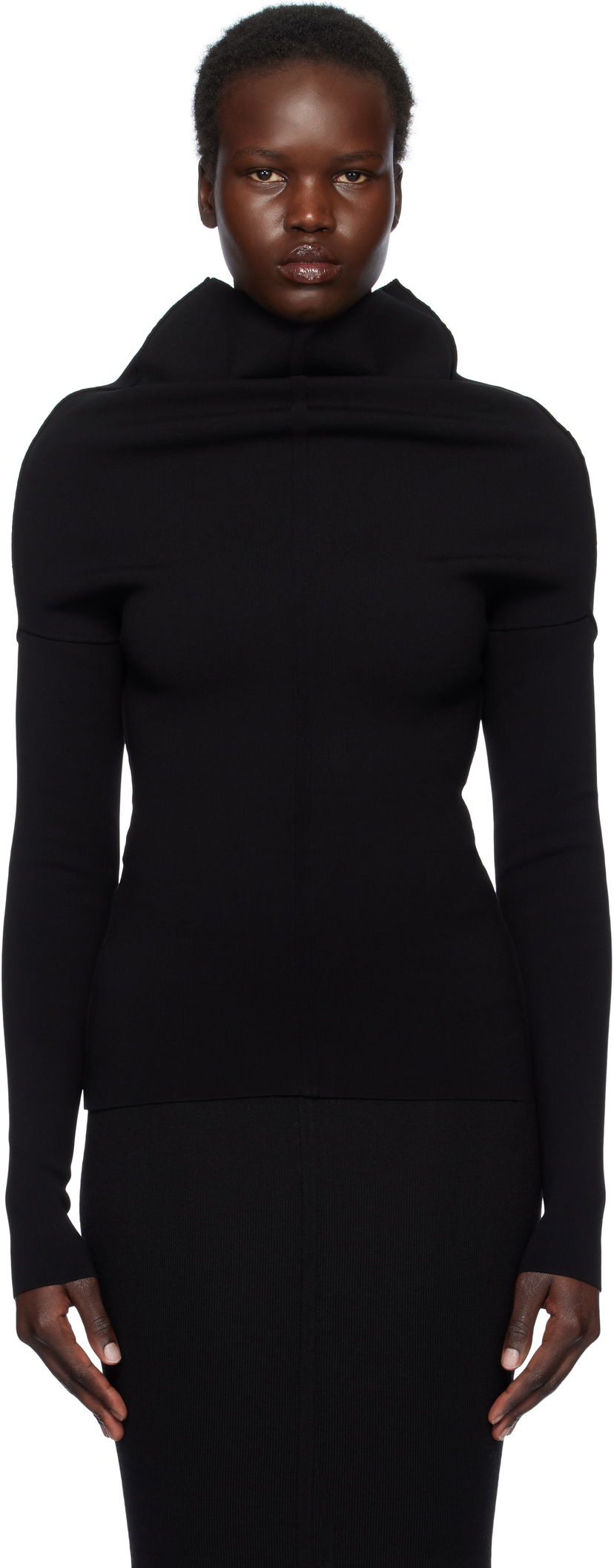Sweater Rick Owens Rick Owens Hollywood Draped Long Sleeve Turtleneck Top Sort | RP01E7690 KST