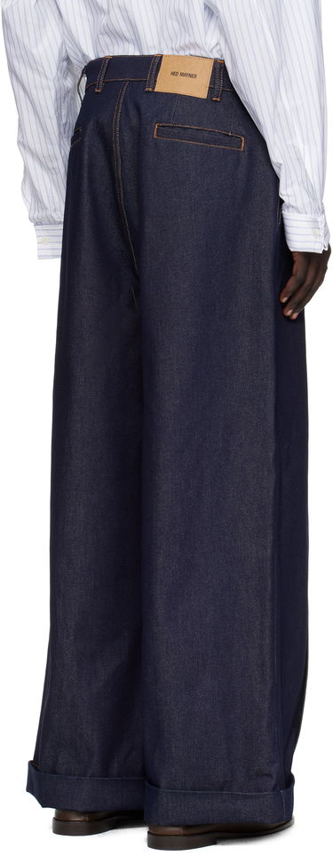 Jeans HED MAYNER Hed Mayner Wide-Leg Cuffed Front Seam Jeans Mørkeblå | HMMB67035B-HB191, 2