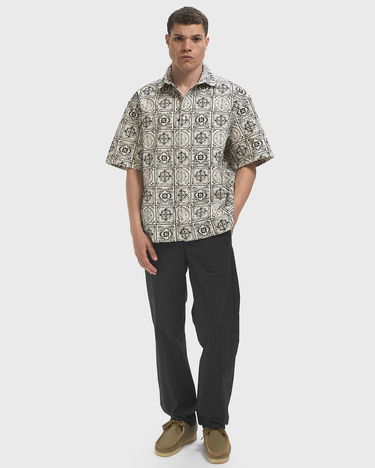 Skjorte Les Deux Larry AOE Tile Short Sleeve Shirt Beige | 1000111-215, 1