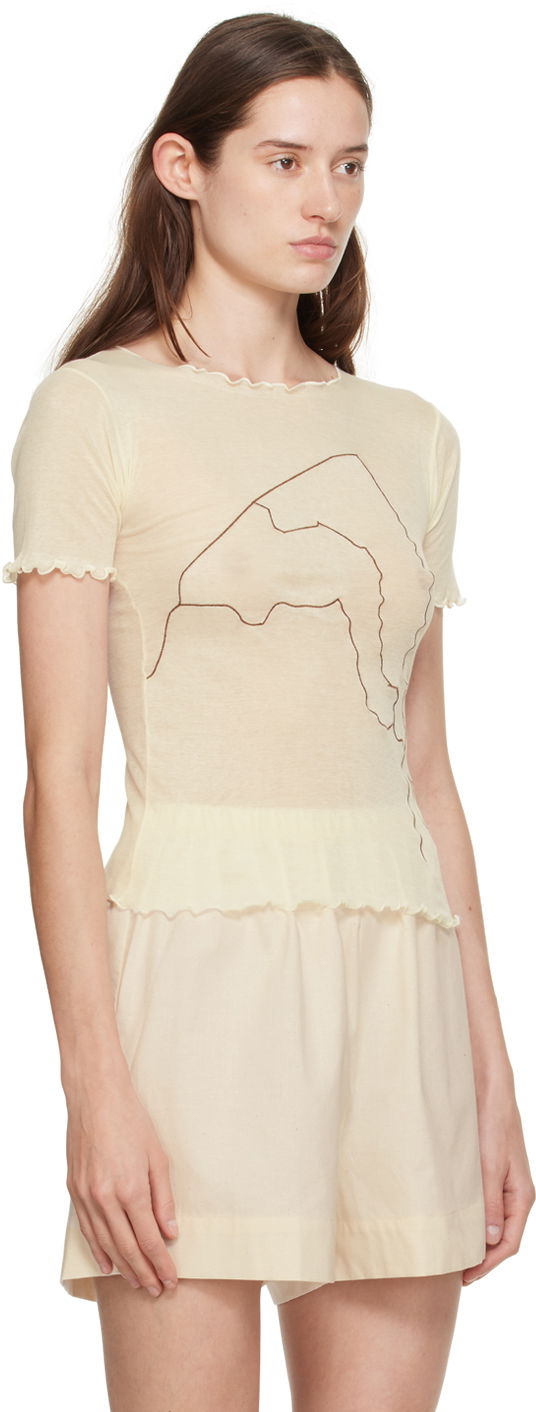 T-shirt Baserange Baserange Aroostook Lettuce Edge T-Shirt Beige | TOAR-CG-000, 1