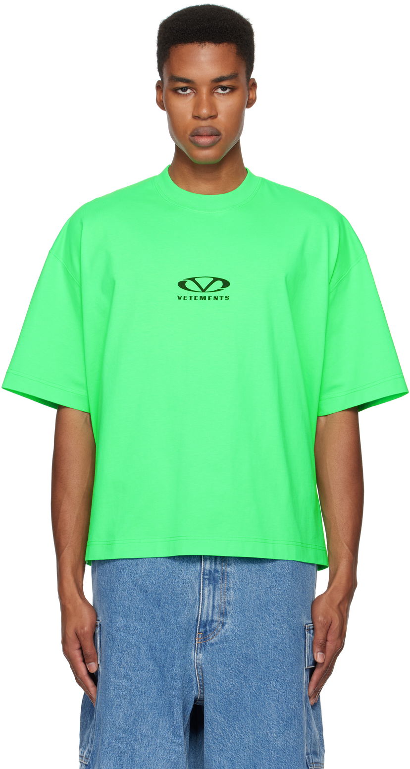 T-shirt VETEMENTS Oval Logo Cropped Boxy T-Shirt Grøn | UA66TR600E