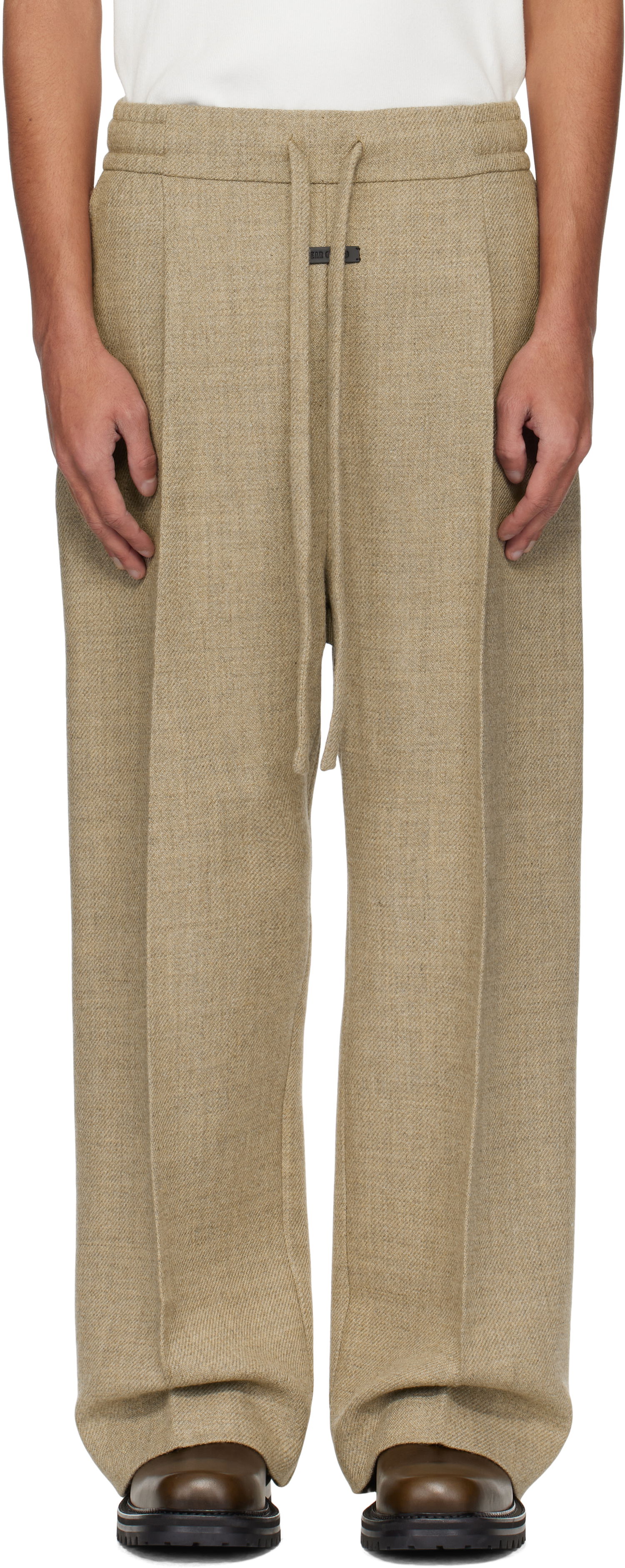 Bukser Fear of God Fear of God Drawstring Wide Leg Trousers Beige | FGE240-407HSW, 0