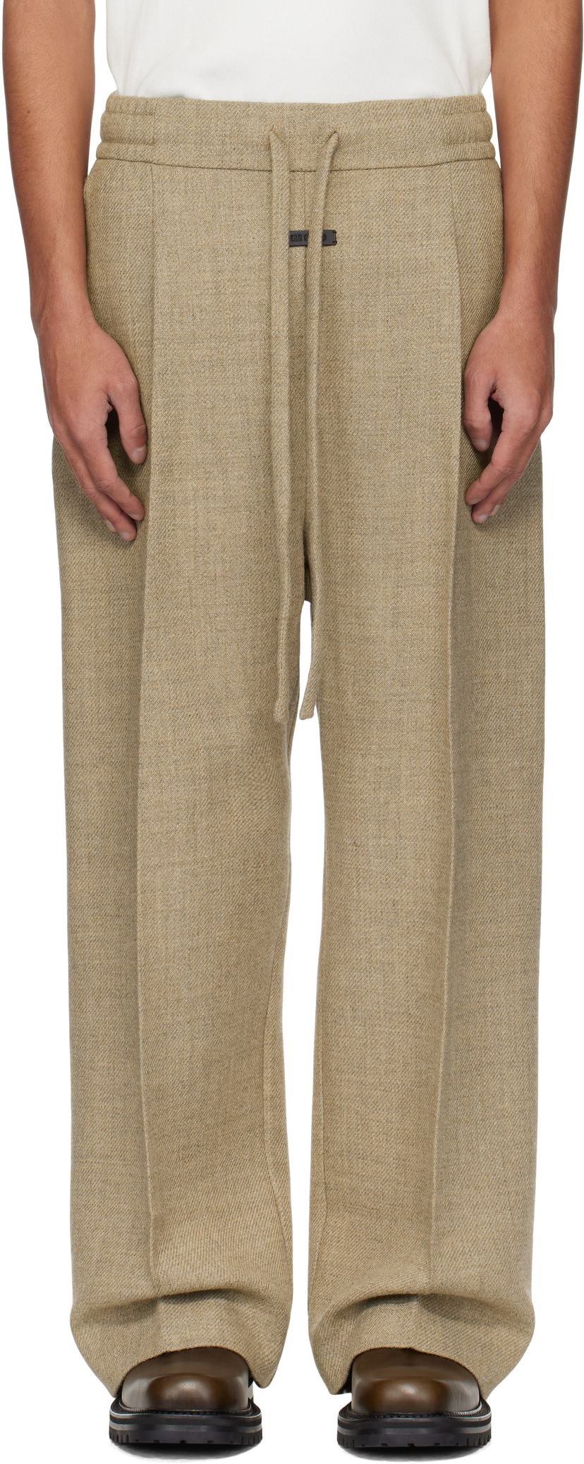 Bukser Fear of God Fear of God Drawstring Wide Leg Trousers Beige | FGE240-407HSW