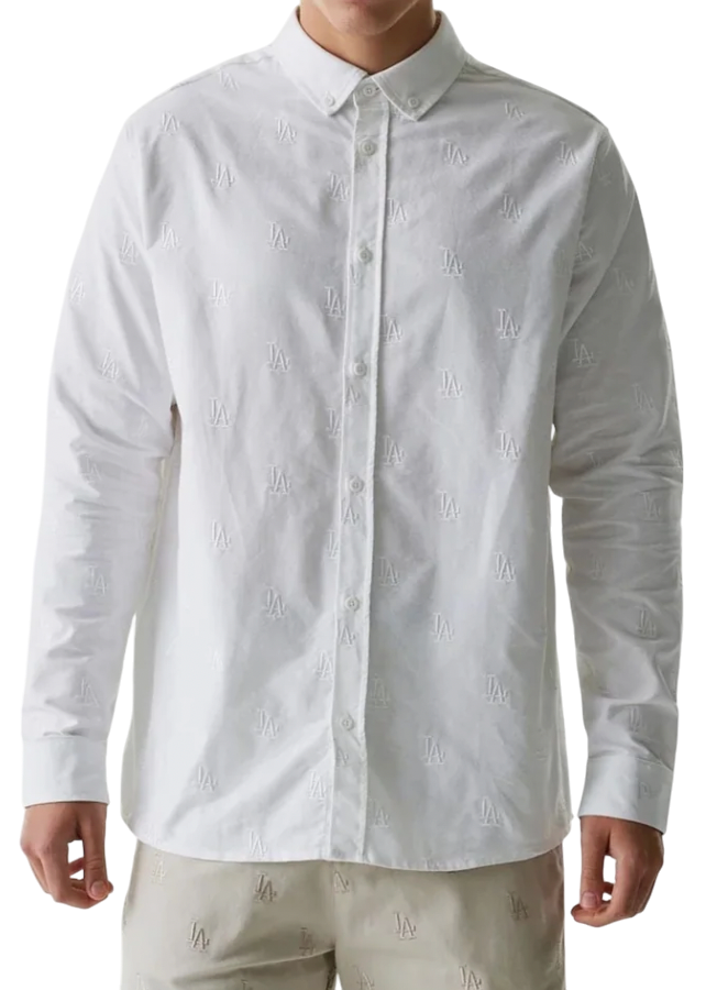 Skjorte New Era New Era MLB Los Angeles Dodgers Monogram Button-Down Shirt Hvid | 60667824-60667824