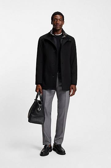 Frakker BOSS Relaxed-fit coat in wool and cashmere Sort | 50549193, 1