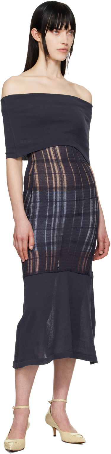 Kjole OUR LEGACY Our Legacy Off-The-Shoulder Maxi Dress Mørkeblå | W2253CWN, 3