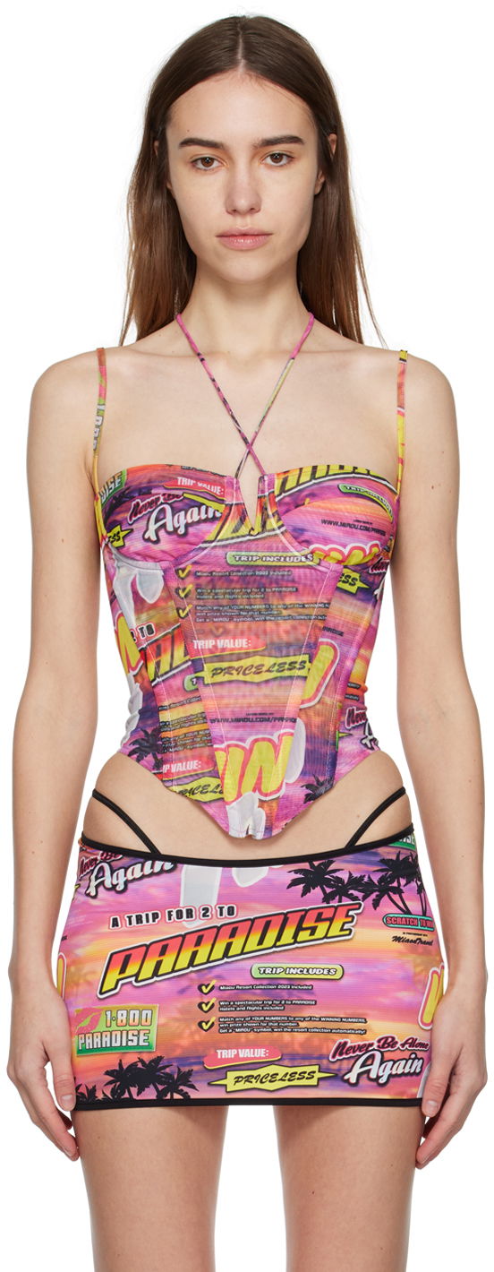 Nederdel Miaou Miaou Aphex Paradise Print Tank Top Lyserød | 7046PM1LOT