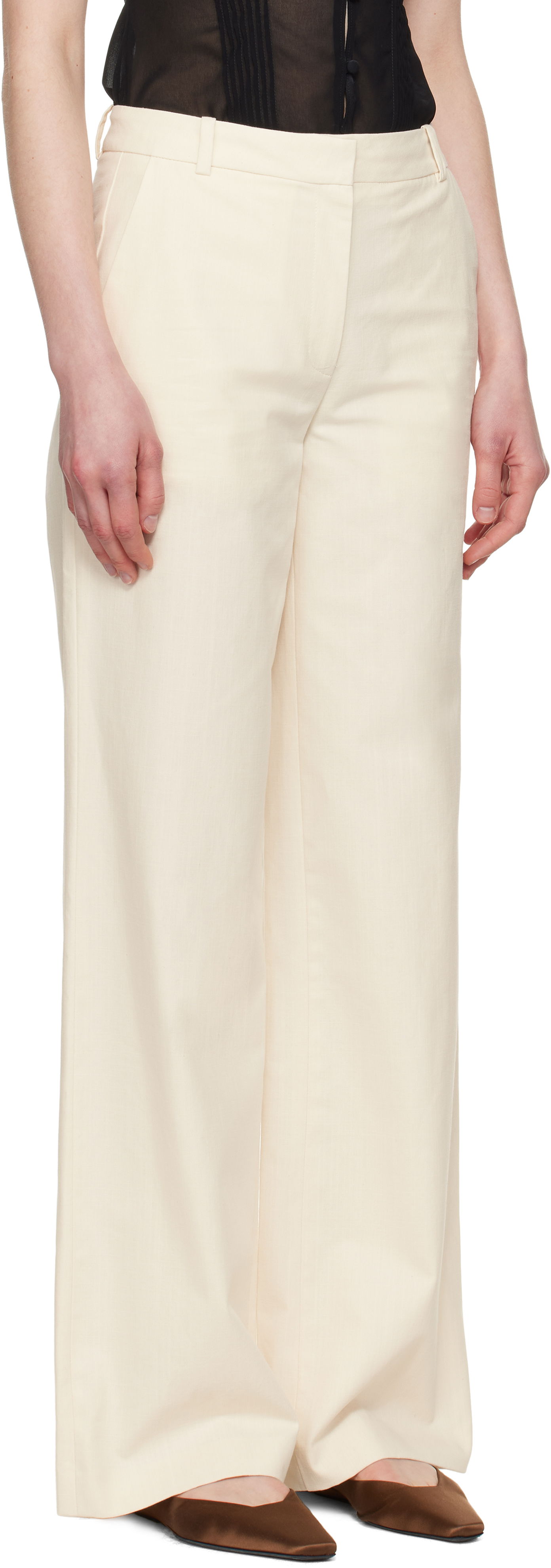 Bukser A.P.C. A.P.C. Margaret Wide-Leg Trousers Beige | COHFU-F08476, 1