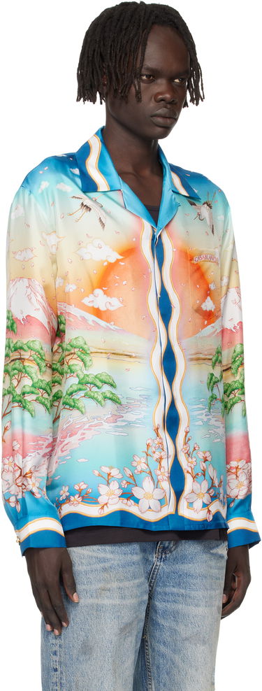 Skjorte Casablanca Casablanca 'Tennis Club' Silk Print Long Sleeve Shirt Flerfarvet | U-MPF25-SH-006-01, 1