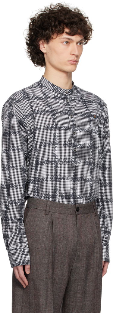 Skjorte Vivienne Westwood Vivienne Westwood Gingham Print Band Collar Shirt Hvid | 2401003X-W011T-, 1