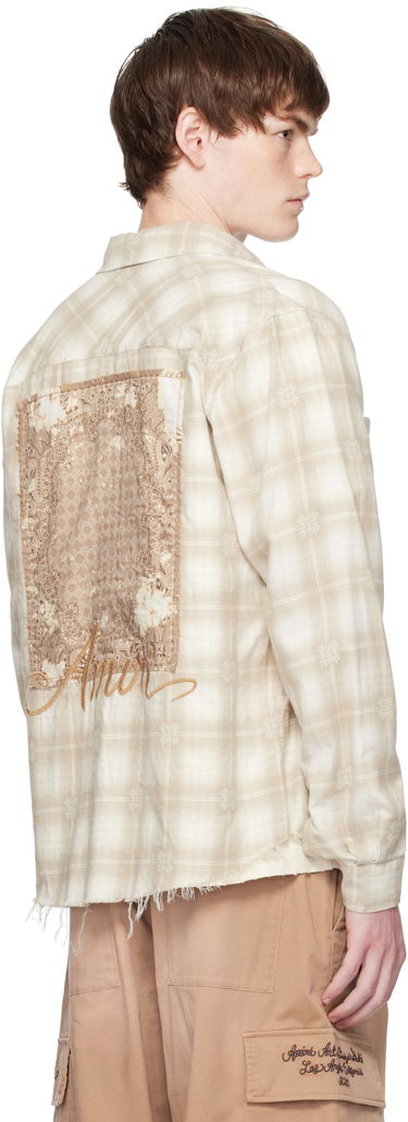 Skjorte AMIRI Amiri Bleach Bandana Patch Flannel Shirt Beige | AMSTFL1015, 2