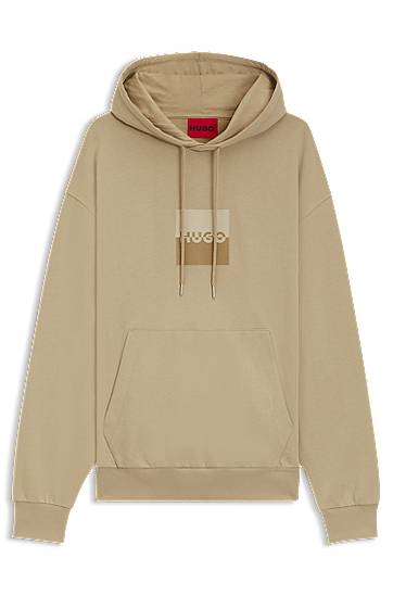 Sweatshirt BOSS HUGO Relaxed-Fit Cotton Terry Hoodie with Split Logo Beige | 50542787