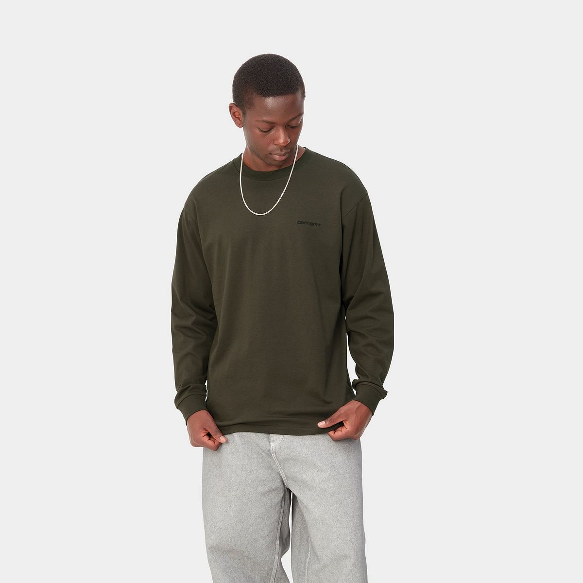 T-shirt Carhartt WIP Script Embroidery T-Shirt Sort | I032306_00P_XX, 1