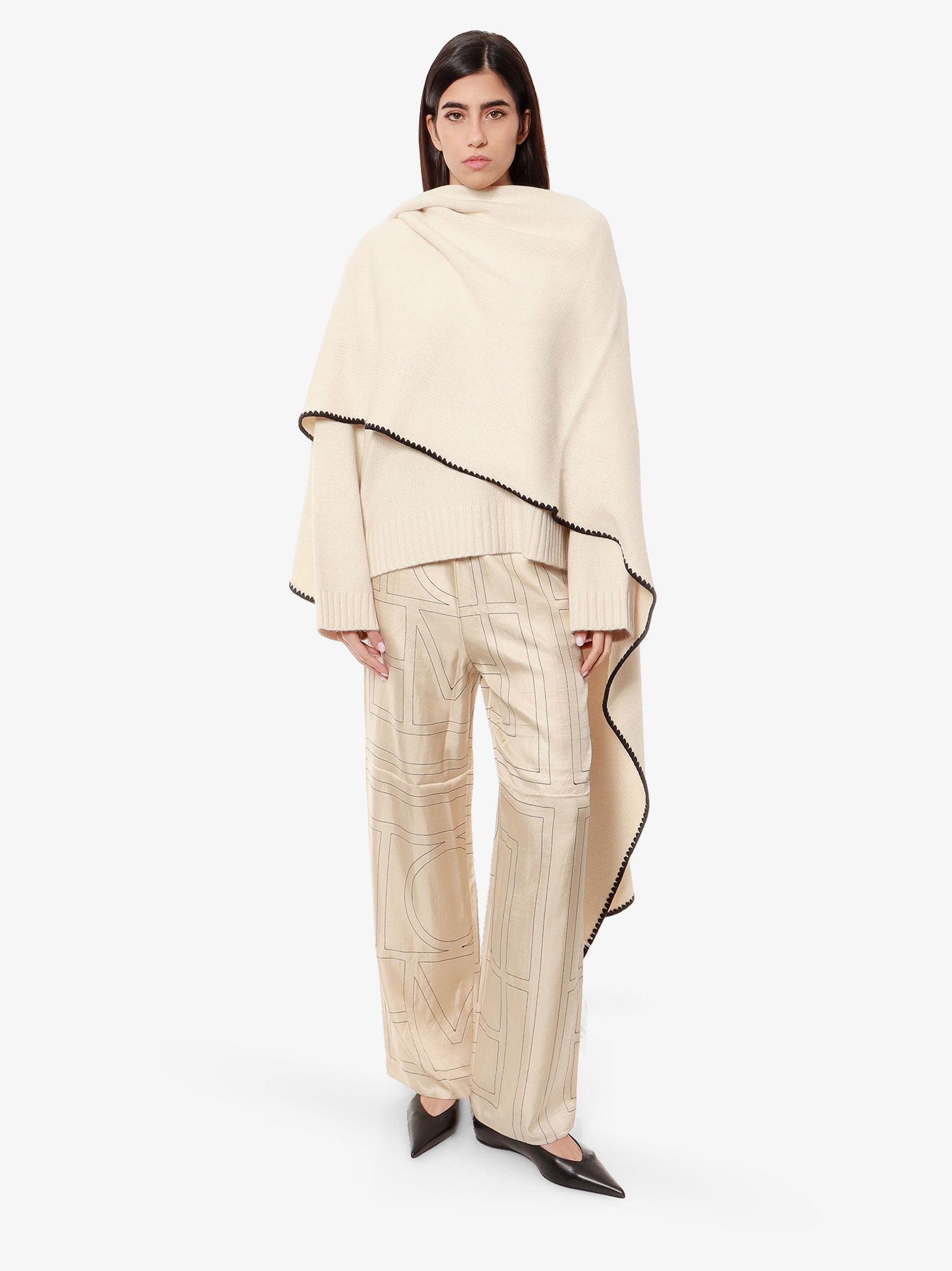 Bukser TOTEME Geometric-Print Silk Wide-Leg Trousers by Toteme Beige | 213255707926, 1
