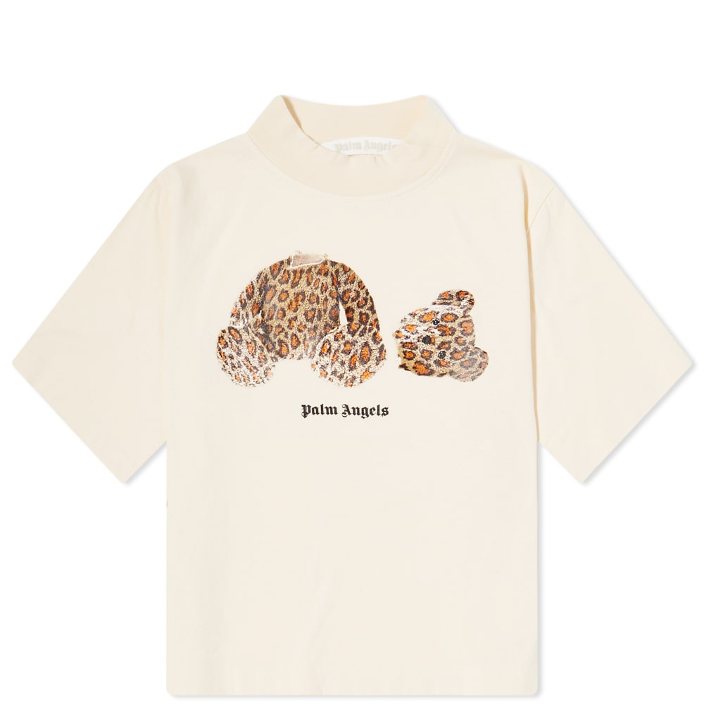 T-shirt Palm Angels Cropped Leopard Bear Tee Beige | PWAA020S22JER0020360, 0