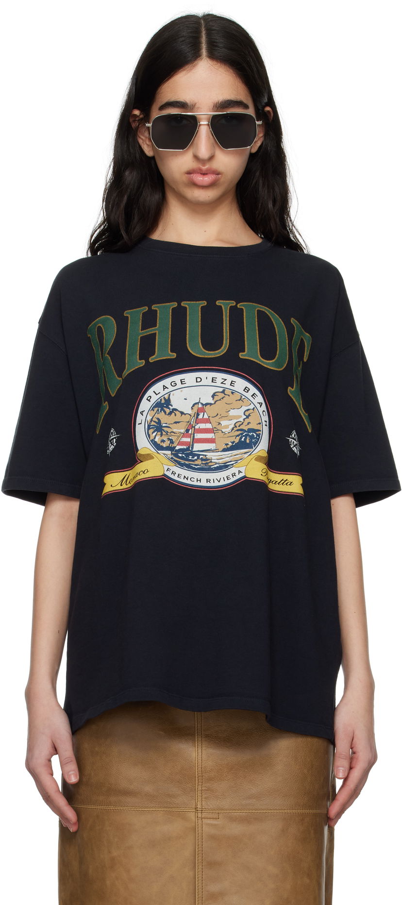 T-shirt Rhude Rhude Monaco Regatta Graphic T-Shirt Sort | RHSS25TT13012