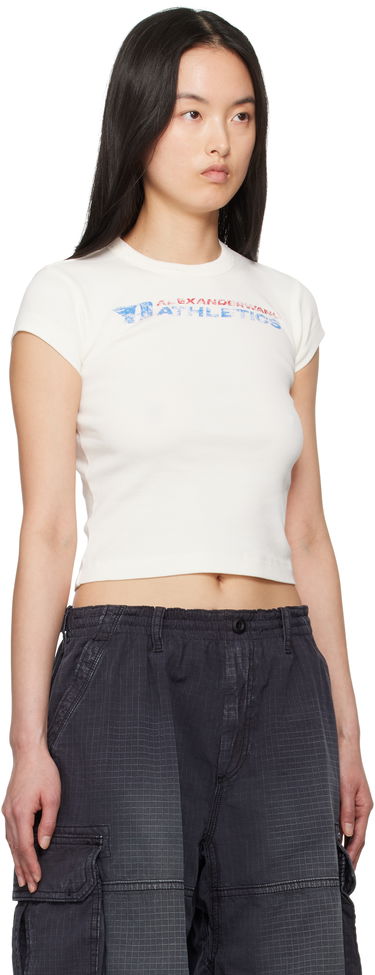 Crop top Alexander Wang Alexander Wang.t Distressed Logo T-Shirt Hvid | 4CC2251824, 1