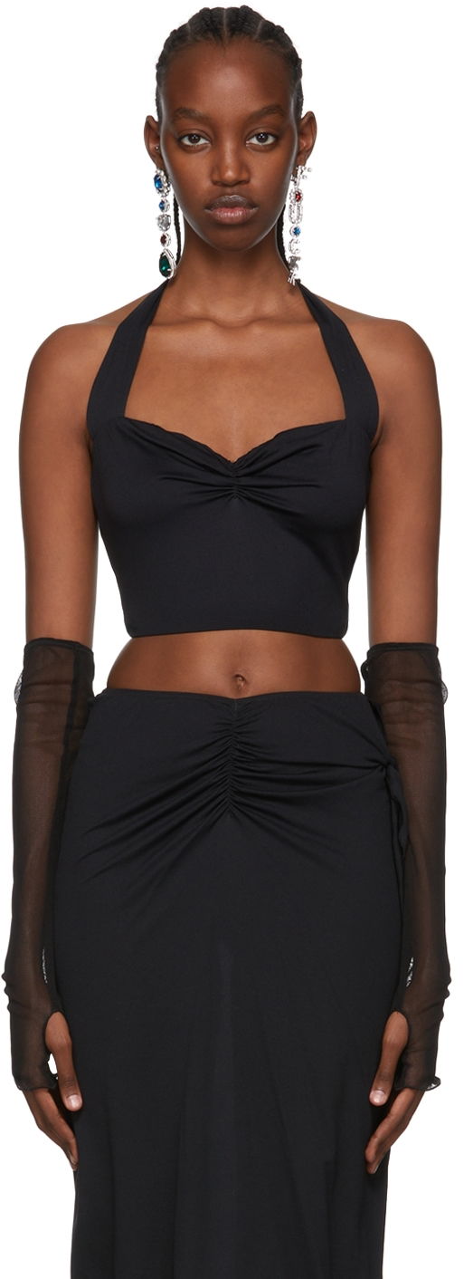 Tanktop Anna Sui Exclusive Ana Black Halter Neck Tank Top Sort | 522C20