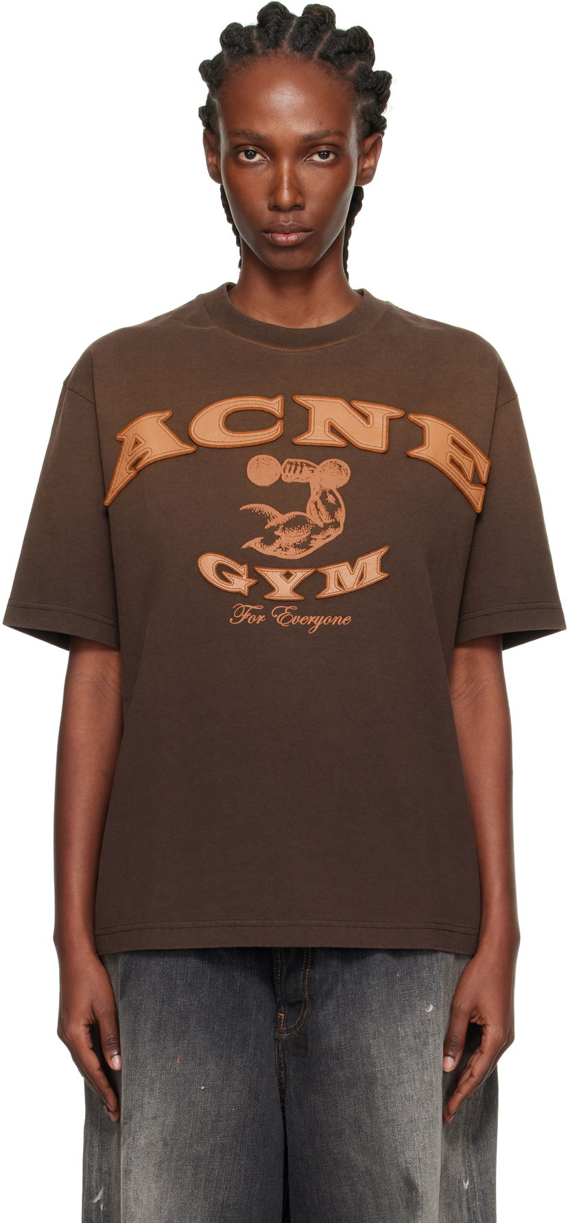 T-shirt Acne Studios Acne Studios Logo Graphic T-Shirt Brun | CL0401-
