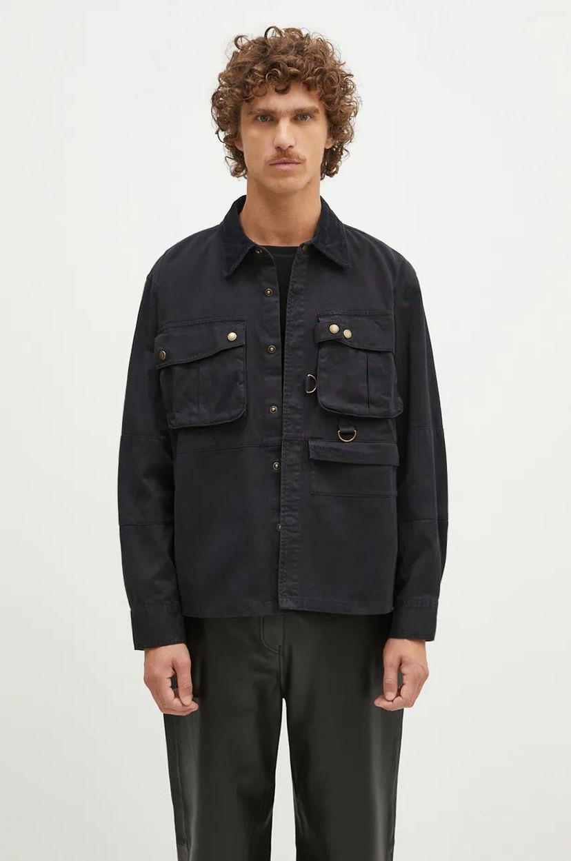 Skjorte Barbour Overshirt Twill Oakmoor Sort | MOS0380