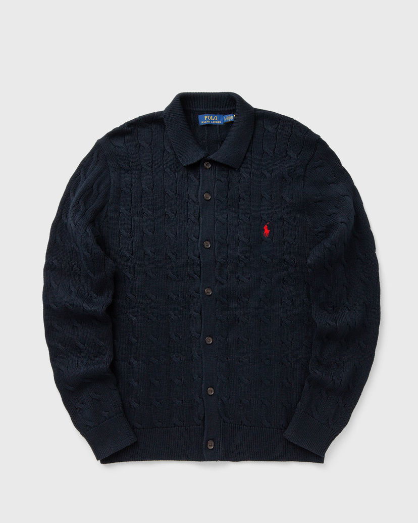 Sweater Polo by Ralph Lauren Collared Cable-Knit Button-Front Cardigan Mørkeblå | 710979114002