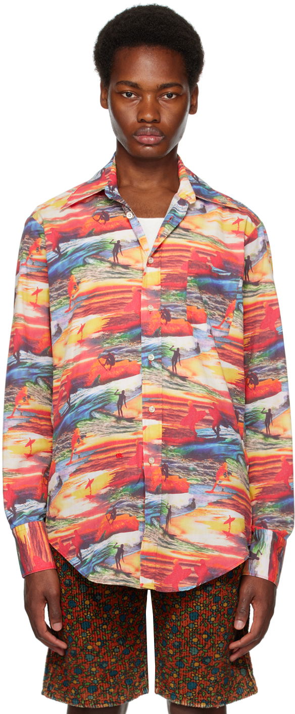 Skjorte ERL ERL Sunset Beach Print Shirt Flerfarvet | ERL06B006
