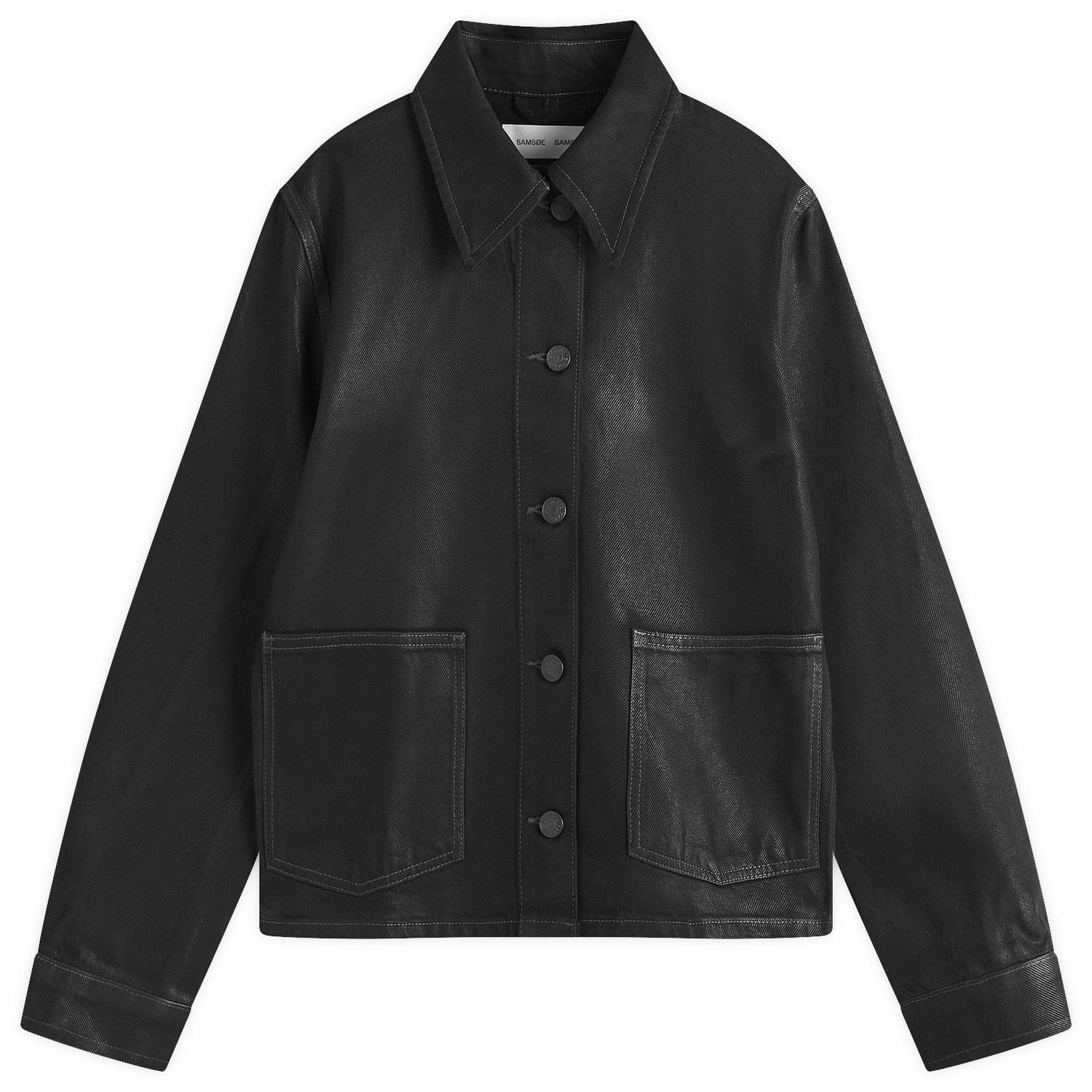 Jakke Samsoe Samsoe Samsøe Samsøe Sanadine Foil Denim Jacket, Size Large Sort | F24400175, 0