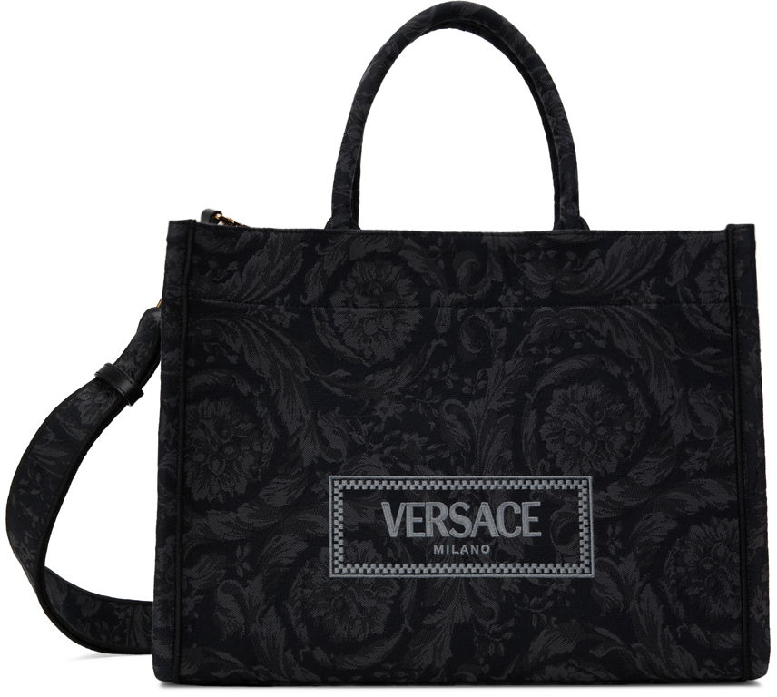 Håndtaske Versace Black & Gray Barocco Athena Bag Sort | 1011562_1A09741, 0