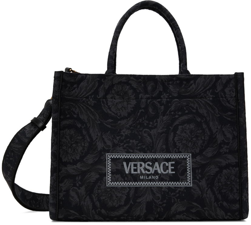 Håndtaske Versace Black & Gray Barocco Athena Bag Sort | 1011562_1A09741