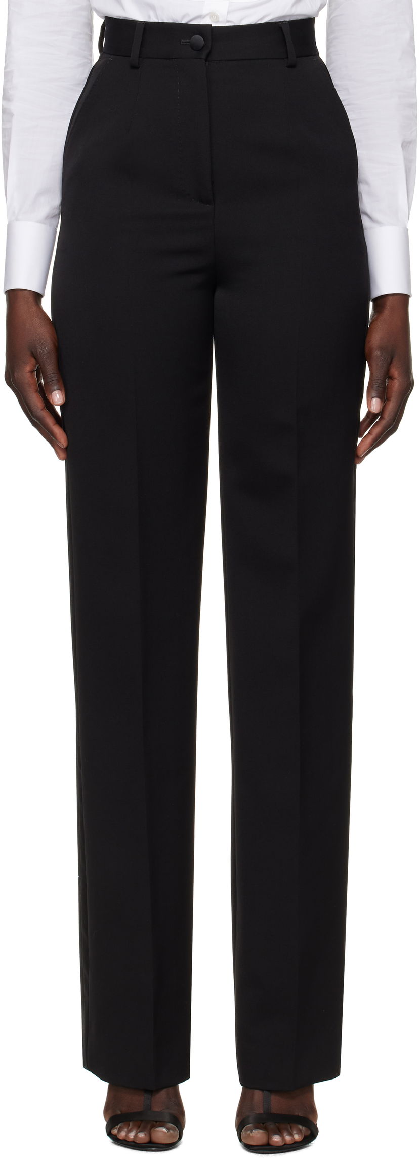 Bukser Dolce & Gabbana Dolce&Gabbana Wool Tuxedo Trousers Sort | FTC8ZT FU21E