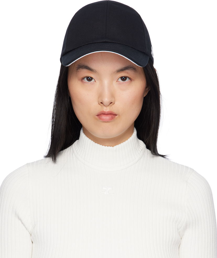 Kasket Courrèges Courrèges Signature 'AC' Cotton Cap Sort | 125ACT039CO0024