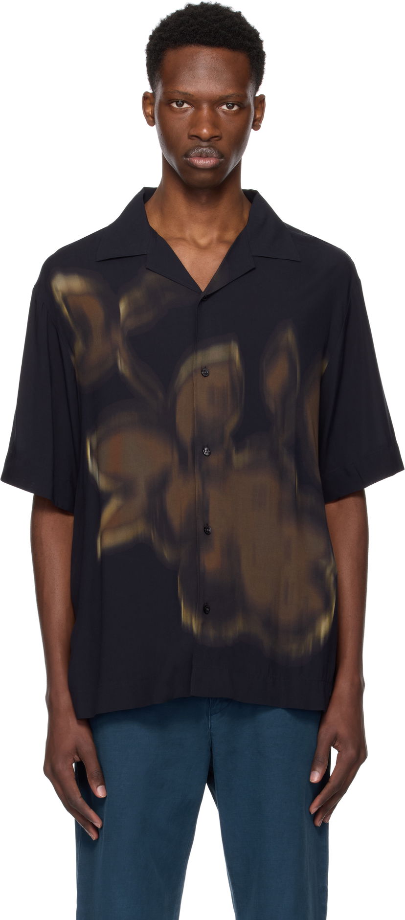 Skjorte BOSS Hugo Floral Printed Camp Shirt Sort | 50545387