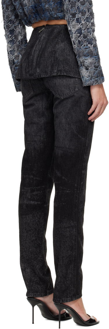 Jeans Diesel D-Hourjian Straight-Leg Washed Denim D-Logo Jeans Sort | A21370 007DB, 2